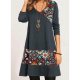 Casual Print Long Sleeve Mini Dress