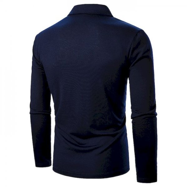 Men's Golf Shirt non-printing Color Block 2 in 1 Patchwork Long Sleeve Casual Tops Simple Casual Fashion Classic Navy Blue