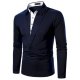 Men's Golf Shirt non-printing Color Block 2 in 1 Patchwork Long Sleeve Casual Tops Simple Casual Fashion Classic Navy Blue
